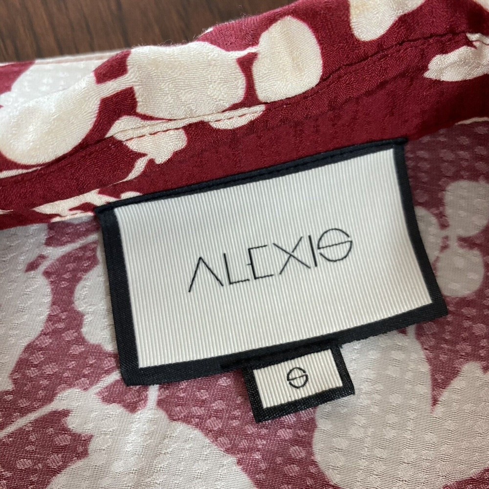Alexis Womens Blouse Top S Red Floral Lace Up Boho Rayon Viscose Neiman Marcus - Picture 6 of 10